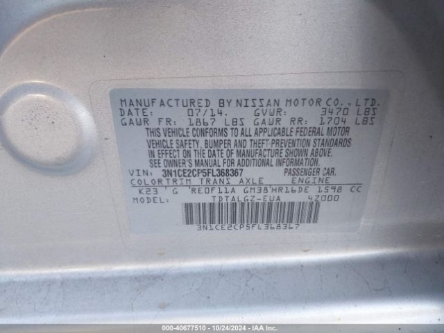 Photo 8 VIN: 3N1CE2CP5FL368367 - NISSAN VERSA NOTE 