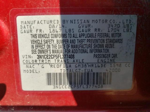 Photo 11 VIN: 3N1CE2CP5FL377408 - NISSAN VERSA NOTE 