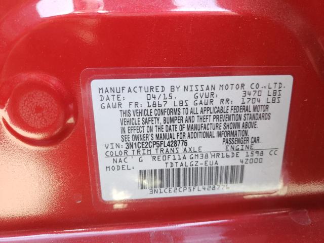 Photo 9 VIN: 3N1CE2CP5FL428776 - NISSAN VERSA NOTE 