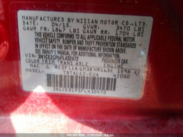 Photo 8 VIN: 3N1CE2CP5FL432472 - NISSAN VERSA NOTE 