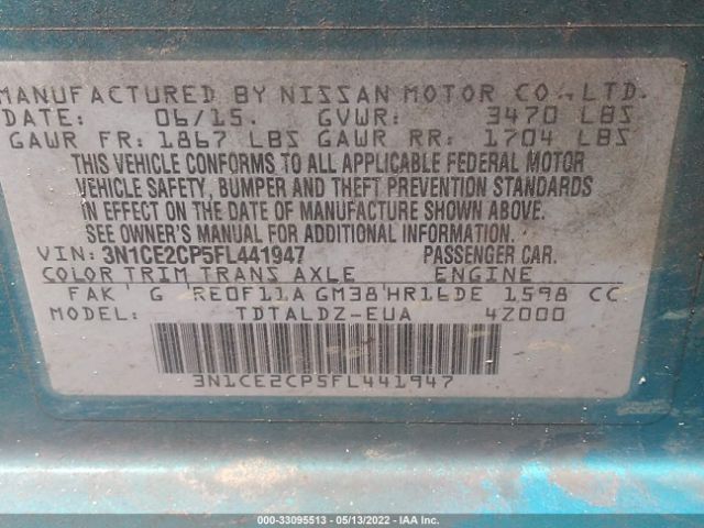 Photo 8 VIN: 3N1CE2CP5FL441947 - NISSAN VERSA NOTE 