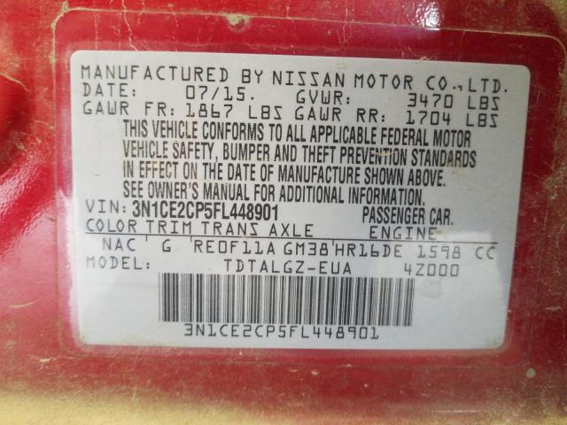 Photo 9 VIN: 3N1CE2CP5FL448901 - NISSAN VERSA NOTE 