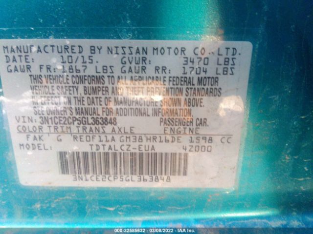 Photo 8 VIN: 3N1CE2CP5GL363848 - NISSAN VERSA NOTE 