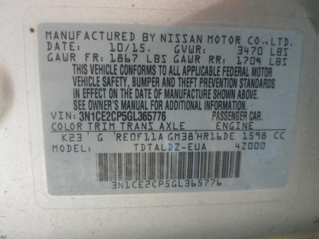 Photo 9 VIN: 3N1CE2CP5GL365776 - NISSAN VERSA NOTE 