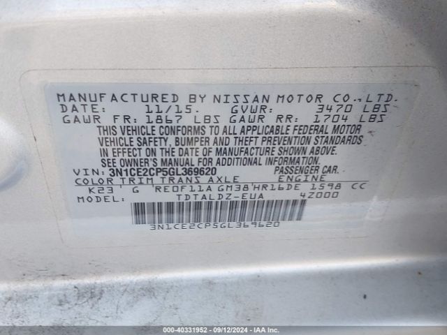 Photo 8 VIN: 3N1CE2CP5GL369620 - NISSAN VERSA NOTE 