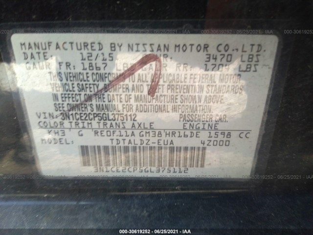 Photo 8 VIN: 3N1CE2CP5GL375112 - NISSAN VERSA NOTE 