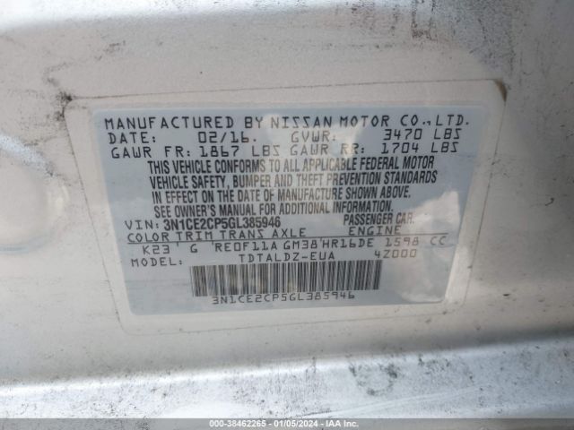 Photo 8 VIN: 3N1CE2CP5GL385946 - NISSAN VERSA NOTE 