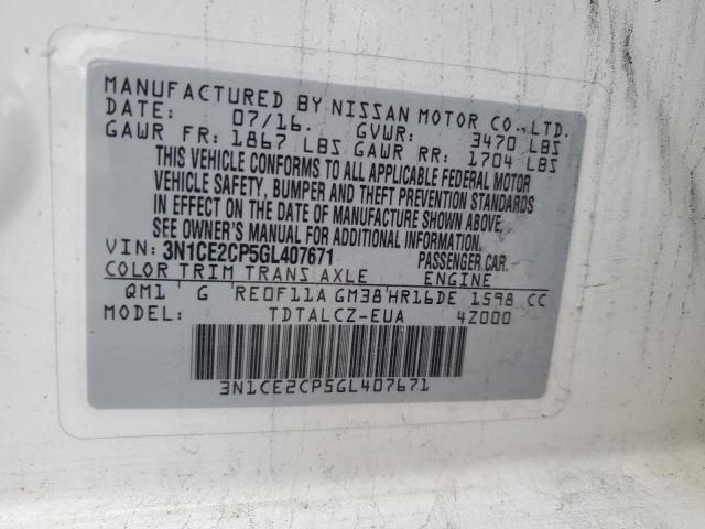 Photo 11 VIN: 3N1CE2CP5GL407671 - NISSAN VERSA 