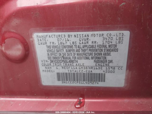 Photo 8 VIN: 3N1CE2CP5GL409274 - NISSAN VERSA NOTE 