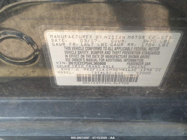 Photo 8 VIN: 3N1CE2CP5HL365908 - NISSAN VERSA NOTE 