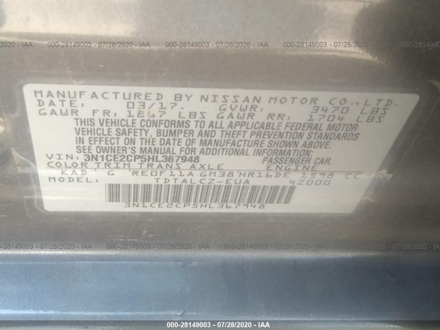 Photo 8 VIN: 3N1CE2CP5HL367948 - NISSAN VERSA NOTE 