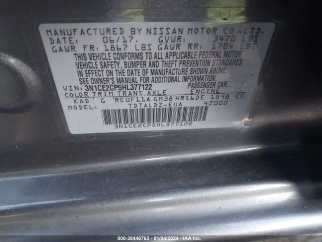 Photo 8 VIN: 3N1CE2CP5HL377122 - NISSAN VERSA NOTE 