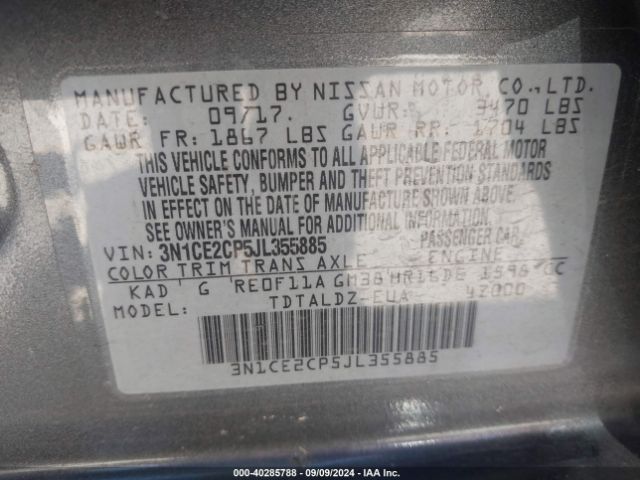 Photo 8 VIN: 3N1CE2CP5JL355885 - NISSAN VERSA NOTE 