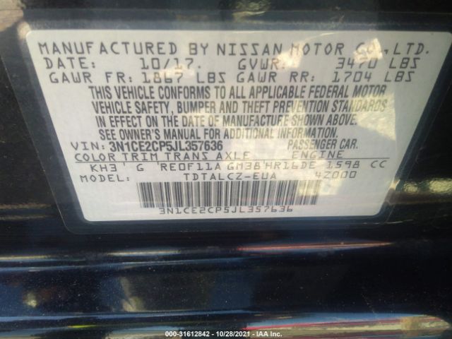 Photo 8 VIN: 3N1CE2CP5JL357636 - NISSAN VERSA NOTE 