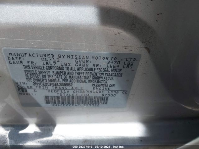 Photo 8 VIN: 3N1CE2CP6EL359952 - NISSAN VERSA NOTE 