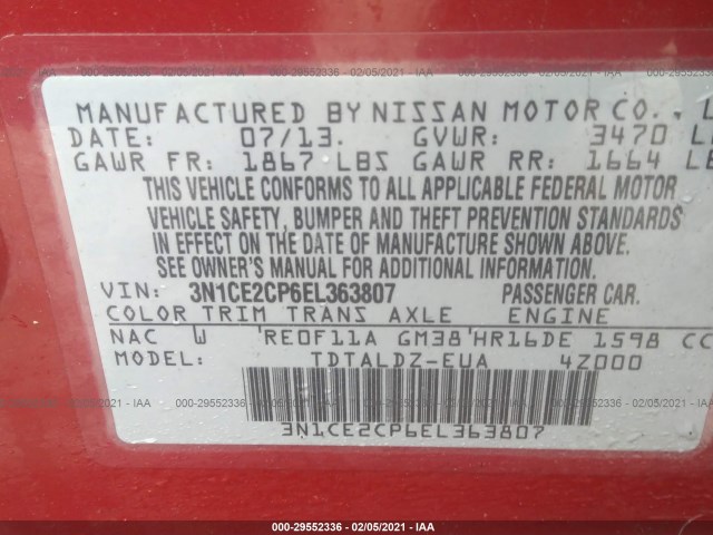 Photo 8 VIN: 3N1CE2CP6EL363807 - NISSAN VERSA NOTE 