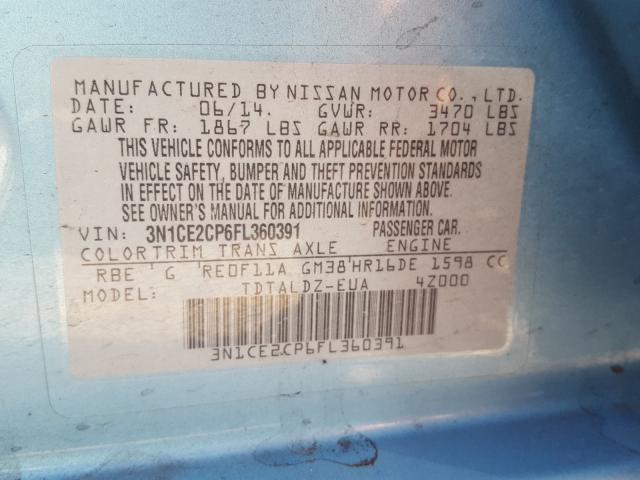 Photo 9 VIN: 3N1CE2CP6FL360391 - NISSAN VERSA NOTE 