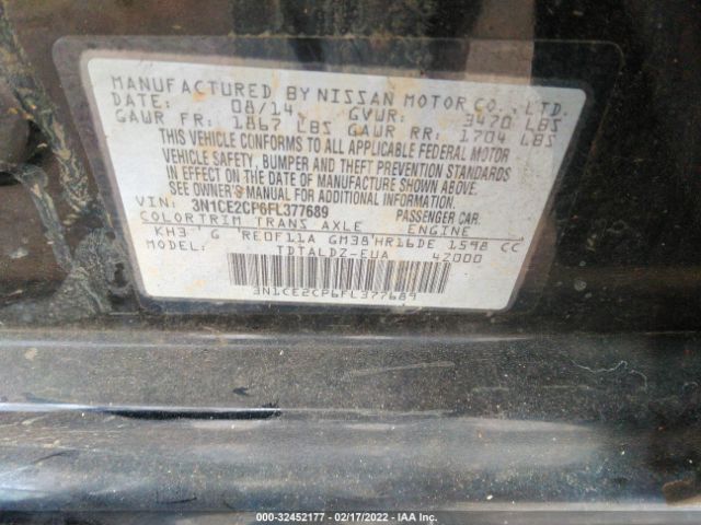 Photo 8 VIN: 3N1CE2CP6FL377689 - NISSAN VERSA NOTE 