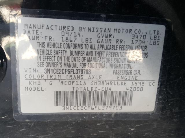 Photo 9 VIN: 3N1CE2CP6FL379703 - NISSAN VERSA NOTE 