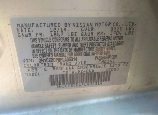 Photo 8 VIN: 3N1CE2CP6FL405314 - NISSAN VERSA NOTE 