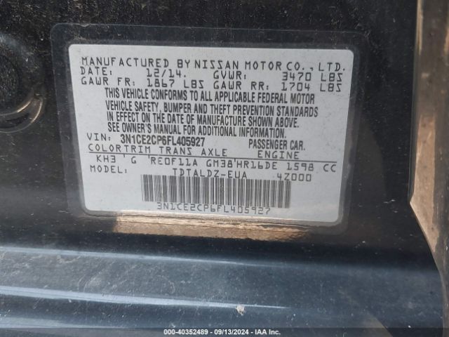 Photo 8 VIN: 3N1CE2CP6FL405927 - NISSAN VERSA NOTE 