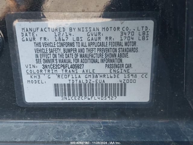 Photo 8 VIN: 3N1CE2CP6FL405927 - NISSAN VERSA NOTE 