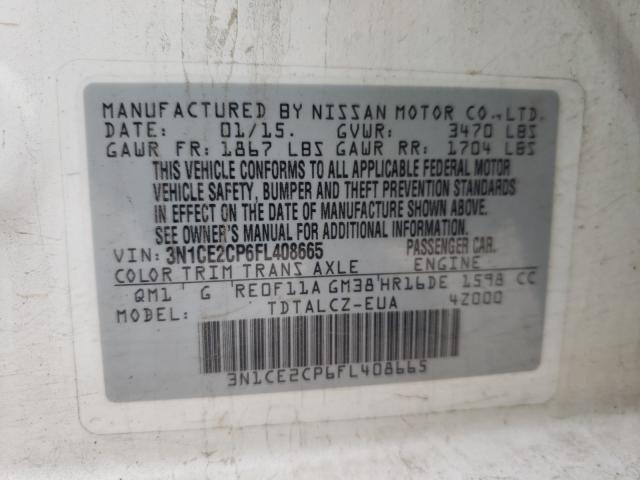 Photo 9 VIN: 3N1CE2CP6FL408665 - NISSAN VERSA NOTE 