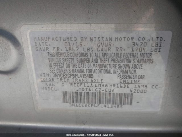 Photo 8 VIN: 3N1CE2CP6FL415485 - NISSAN VERSA NOTE 