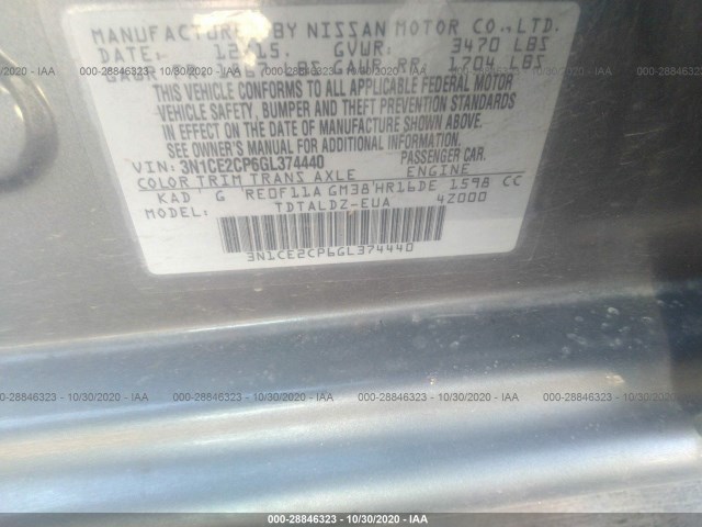 Photo 8 VIN: 3N1CE2CP6GL374440 - NISSAN VERSA NOTE 