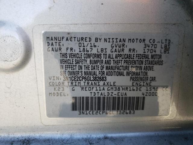 Photo 11 VIN: 3N1CE2CP6GL382683 - NISSAN VERSA 