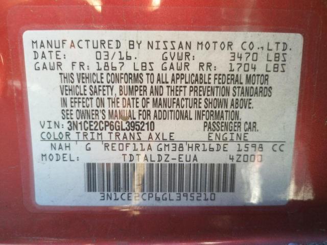 Photo 9 VIN: 3N1CE2CP6GL395210 - NISSAN VERSA NOTE 