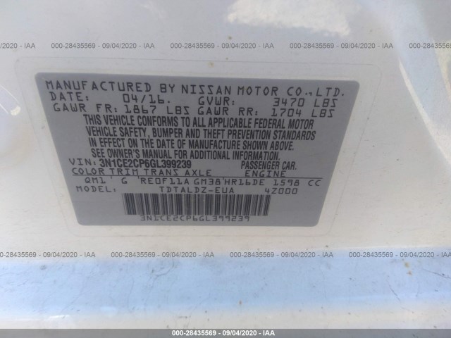 Photo 8 VIN: 3N1CE2CP6GL399239 - NISSAN VERSA NOTE 