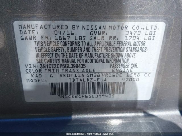 Photo 8 VIN: 3N1CE2CP6GL399435 - NISSAN VERSA NOTE 