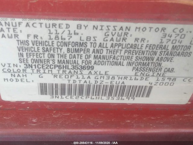 Photo 8 VIN: 3N1CE2CP6HL353699 - NISSAN VERSA NOTE 