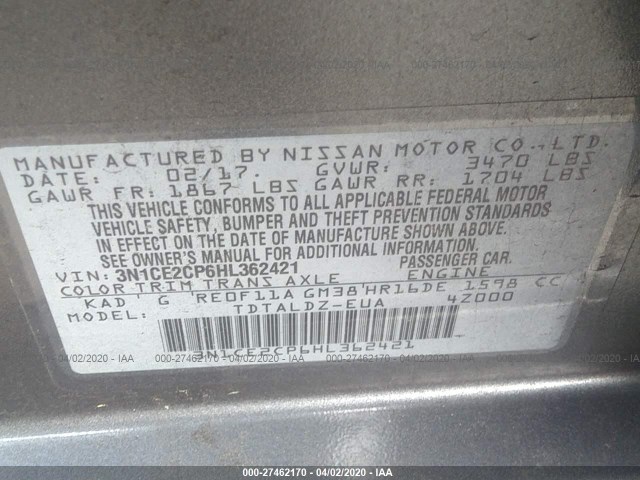 Photo 8 VIN: 3N1CE2CP6HL362421 - NISSAN VERSA NOTE 