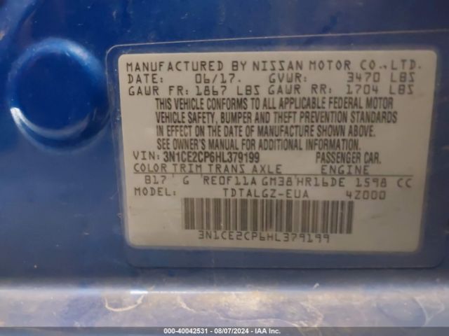 Photo 8 VIN: 3N1CE2CP6HL379199 - NISSAN VERSA NOTE 