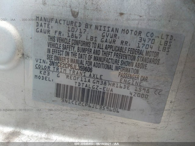 Photo 8 VIN: 3N1CE2CP6JL359606 - NISSAN VERSA NOTE 