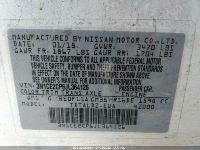 Photo 8 VIN: 3N1CE2CP6JL364126 - NISSAN VERSA NOTE 