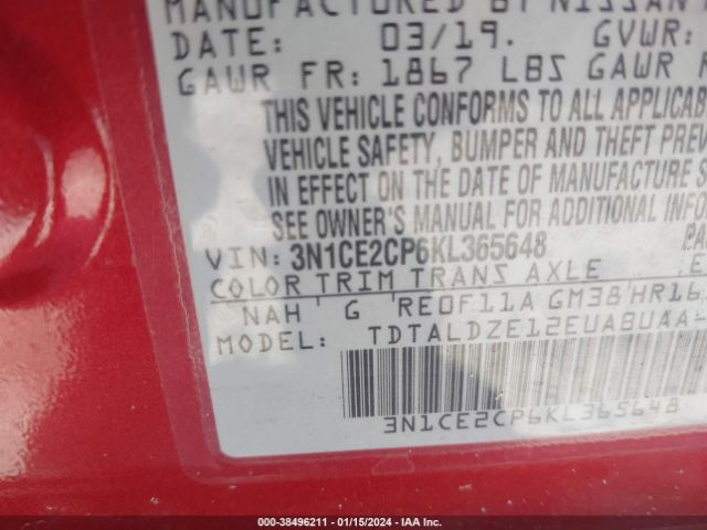 Photo 8 VIN: 3N1CE2CP6KL365648 - NISSAN VERSA NOTE 