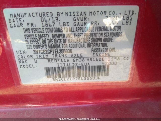 Photo 8 VIN: 3N1CE2CP7EL355036 - NISSAN VERSA NOTE 