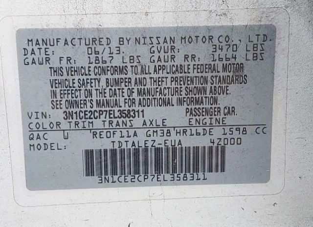 Photo 8 VIN: 3N1CE2CP7EL358311 - NISSAN VERSA NOTE 