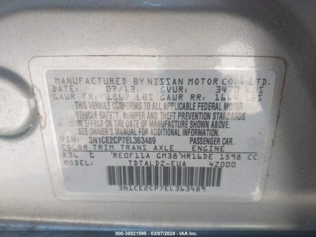 Photo 8 VIN: 3N1CE2CP7EL363489 - NISSAN VERSA NOTE 