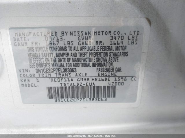 Photo 8 VIN: 3N1CE2CP7EL383063 - NISSAN VERSA NOTE 