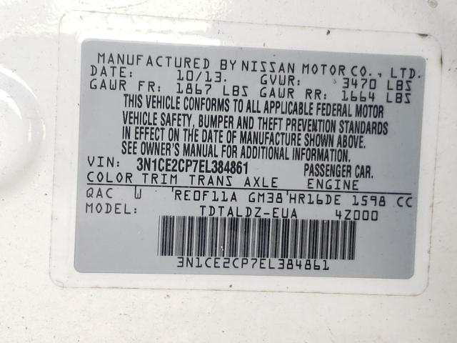 Photo 9 VIN: 3N1CE2CP7EL384861 - NISSAN VERSA 