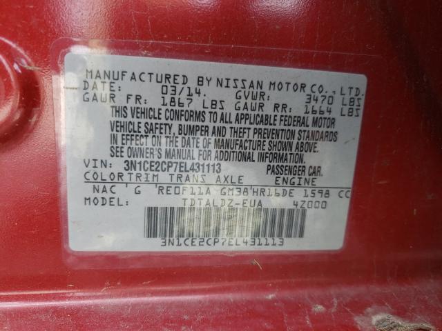 Photo 9 VIN: 3N1CE2CP7EL431113 - NISSAN VERSA NOTE 