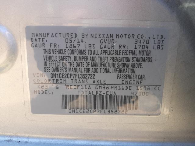 Photo 9 VIN: 3N1CE2CP7FL352722 - NISSAN VERSA NOTE 