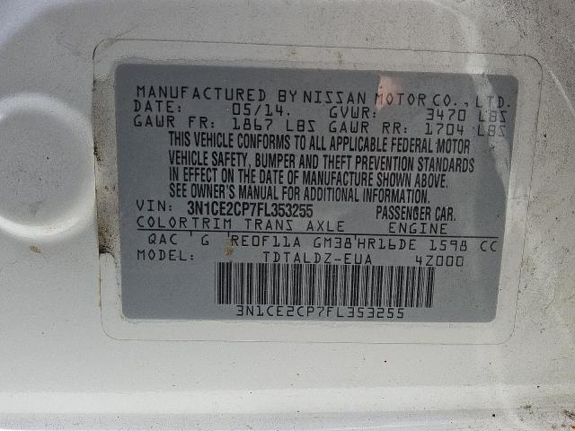 Photo 12 VIN: 3N1CE2CP7FL353255 - NISSAN VERSA NOTE 