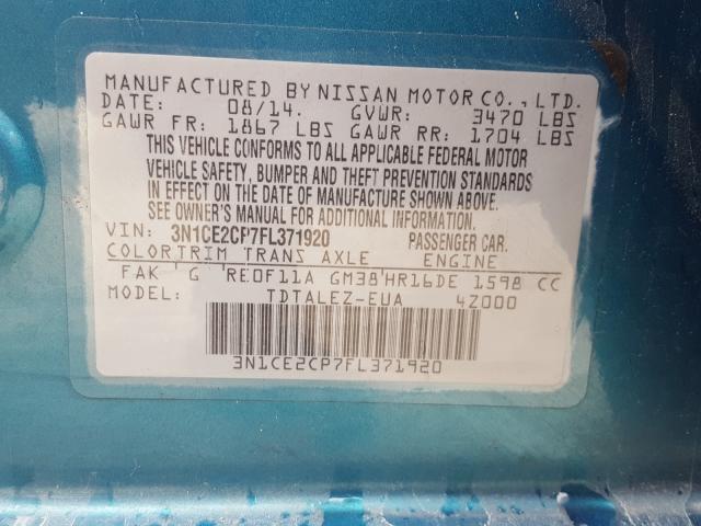 Photo 9 VIN: 3N1CE2CP7FL371920 - NISSAN VERSA-NOTE 