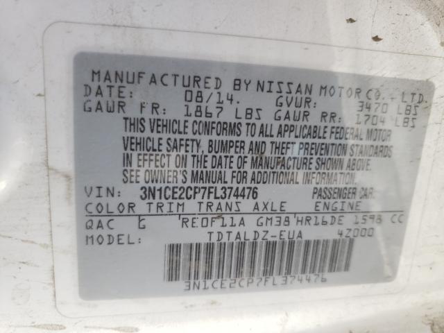 Photo 9 VIN: 3N1CE2CP7FL374476 - NISSAN VERSA NOTE 