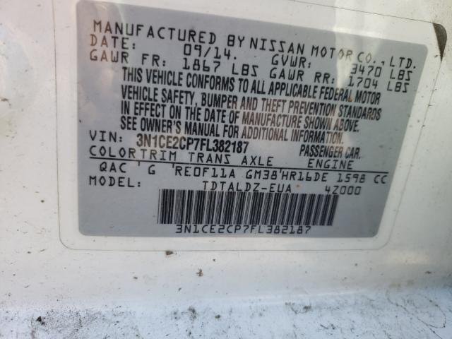 Photo 9 VIN: 3N1CE2CP7FL382187 - NISSAN VERSA NOTE 